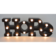 Hoffnung Plastikbrief mit LED für Hauptdekoration